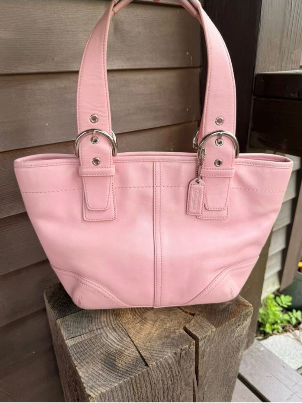 Coach Pink Leather Tote Bag